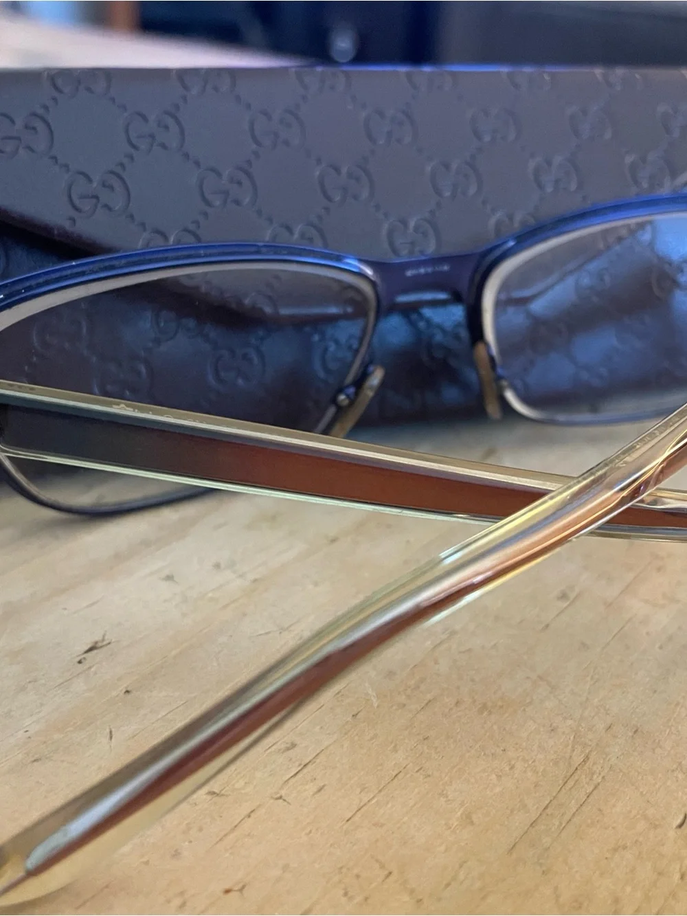 Gucci Clear/Gold Slim Eyeglass Temples